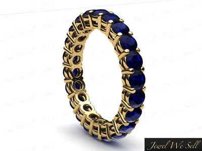 Pre-owned Jewelwesell 2.17ct Round Sapphire Shared Prong Gallery Wedding Eternity Ring 10k Gold Aaa