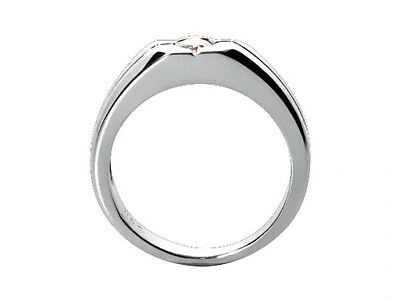 Pre-owned Jewelwesell Natural 0.25ct Round Solitaire Mens Wedding Band Ring 950 Platinum Si1 Bezel In White