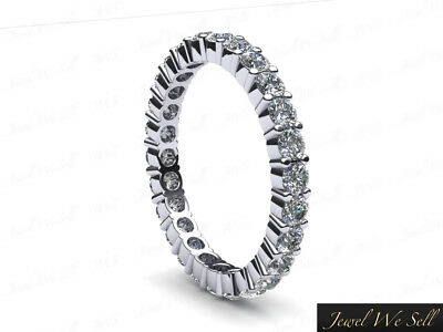 Pre-owned Jewelwesell Natural 0.55ct Round Diamond Shared Prong Eternity Band Ring 18k Gold F Vs2