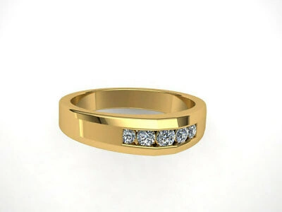 Pre-owned Jewelwesell 0.25carat 5stone Round Diamond Mens Wedding Band Ring I Vs1-2 18k Yellow Gold
