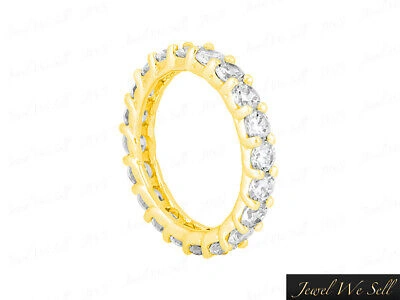 Pre-owned Jewelwesell 3ct Round Diamond Shared Prong Eternity Wedding Band Ring 14k Yellow Gold I Si2