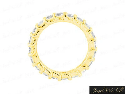 Pre-owned Jewelwesell 3ct Round Diamond Shared Prong Eternity Wedding Band Ring 14k Yellow Gold I Si2