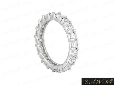 Pre-owned Jewelwesell 4.0ct Round Diamond Shared Prong Eternity Wedding Band Ring 14k White Gold I Si2