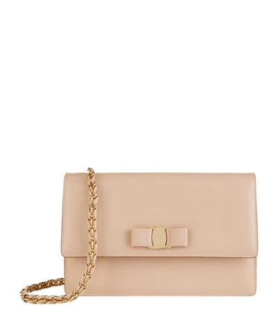 Ferragamo Ginny Vara Medium Flap Bag, Beige