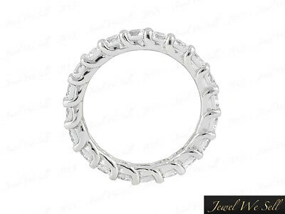 Pre-owned Jewelwesell 4.0ct Round Diamond Shared Prong Eternity Wedding Band Ring 14k White Gold I Si2