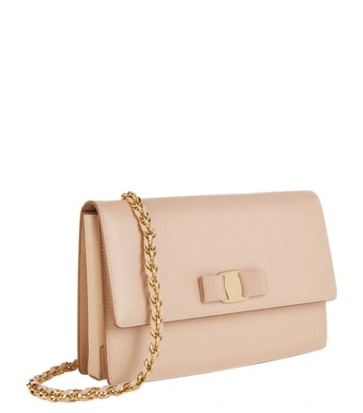 Shop Ferragamo Medium Ginny Shoulder Bag In Beige