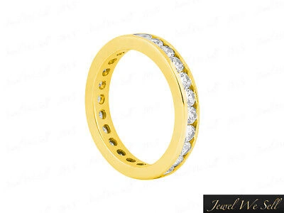 Pre-owned Jewelwesell 1ct Round Diamond Classic Channel Set Eternity Band Ring 14k Yellow Gold F Vs2