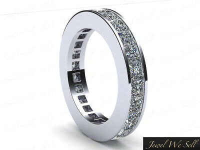Pre-owned Jewelwesell 2.7ct Princess Cut Diamond Channel Set Eternity Band Ring 14k White Gold Vs1-2