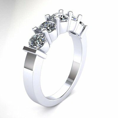 Pre-owned Jewelwesell Natural 1.25ct Round Brilliant Cut 5stone Diamond Anniversary Band Ring 14k Gold In G/h