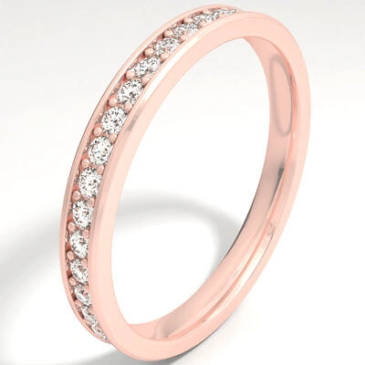 Pre-owned Jewelwesell Natural 0.85ct Round Diamond Eternity Wedding Ring 10k Rose Gold Comfort Fit In I