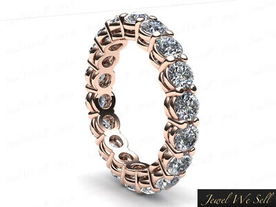Pre-owned Jewelwesell Shared Prong Open Gallery Eternity Band Ring 14k Rose Gold Natural Diamond 2.7ct In H
