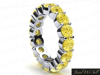 Pre-owned Jewelwesell 3.40ct Yellow Diamond Shared Prong Eternity Anniversary Band Ring 18k Gold Si2