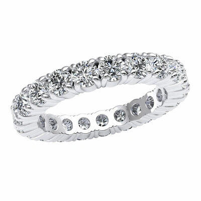 Pre-owned Jewelwesell 3.15ct Diamond Classic Individual Prong Set Eternity Band Ring 14k Gold