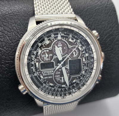 Pre-owned Citizen Promaster Navihawk A-t Radio Controlled Watch Jy8030-83e
