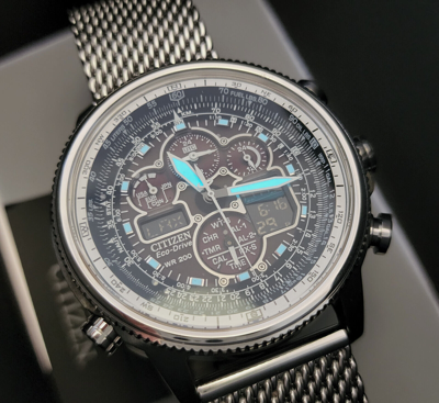 Pre-owned Citizen Promaster Navihawk A-t Radio Controlled Watch Jy8030-83e