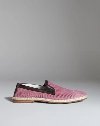 Dolce & Gabbana Espadrilles In Perforated Suede In Pastel Pink