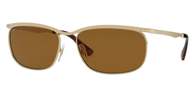 Shop Persol Key West Brown Rectangular Mens Sunglasses Po2458s 107633 62 In Brown / Gold