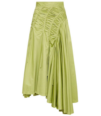 Shop Aje Siren Drawstring Midi Skirt In Bayleaf Green
