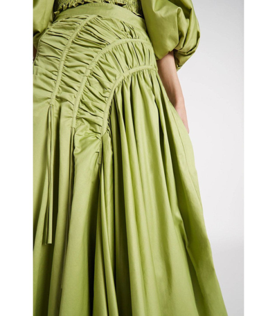 Shop Aje Siren Drawstring Midi Skirt In Bayleaf Green