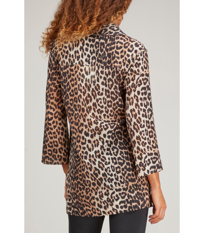 Shop Ganni Light Cotton Gathered Shirt In Leopard In Animal Print