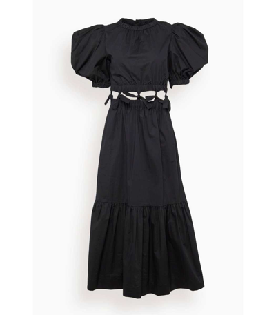 Shop Sea Sloane Puff Sleeve Cut-out Dress In Black