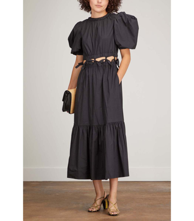 Shop Sea Sloane Puff Sleeve Cut-out Dress In Black
