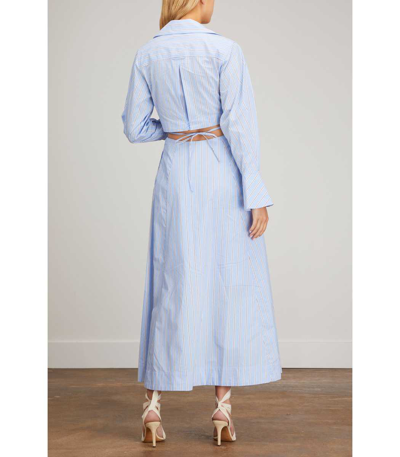 Shop Jonathan Simkhai Alex Cut-out Shirt Dress In Classic Blue Stripe