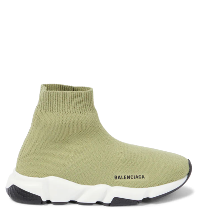 Shop Balenciaga Speed Sneakers In Ligh Kaki/whi/black