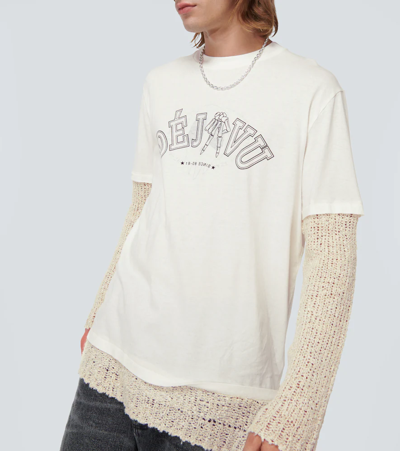 Shop Our Legacy Printed Cotton Jersey Knit Top In White Deja Vu Print