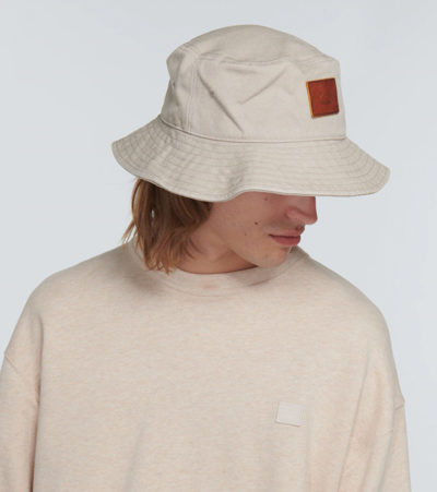 Shop Acne Studios Cotton Bucket Hat In Mushroom Beige