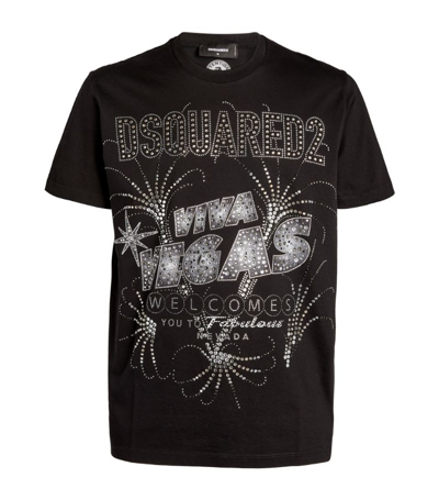 Dsquared2 Viva Vegas Black Embellished Cotton T-shirt | ModeSens
