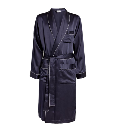 Shop Zimmerli Silk Dressing Gown In Navy