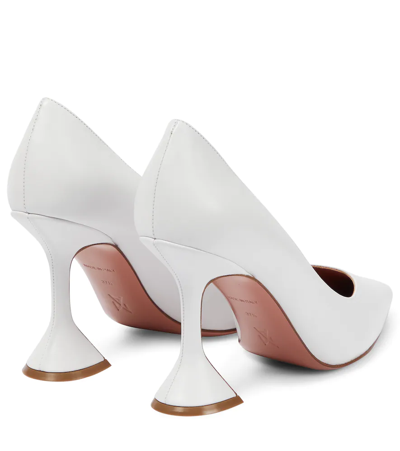 Amina Muaddi Ami Lambskin Pedestal Pumps In White
