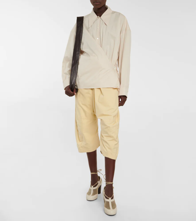 Shop Lemaire Cotton Poplin Wrap Shirt In Light Cream