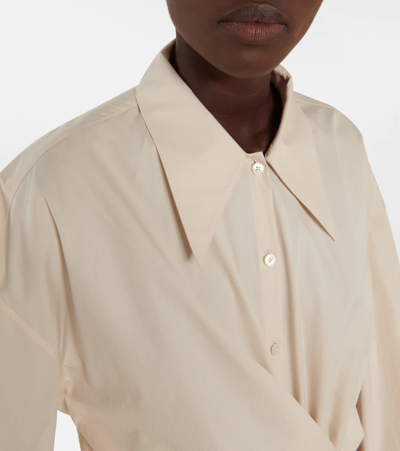 Shop Lemaire Cotton Poplin Wrap Shirt In Light Cream