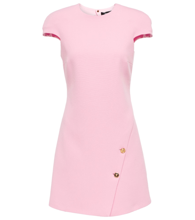 Shop Versace Medusa Wool-blend Minidress In Rose