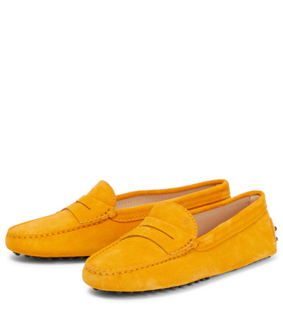 Shop Tod's Gommino Suede Loafers In Ambra
