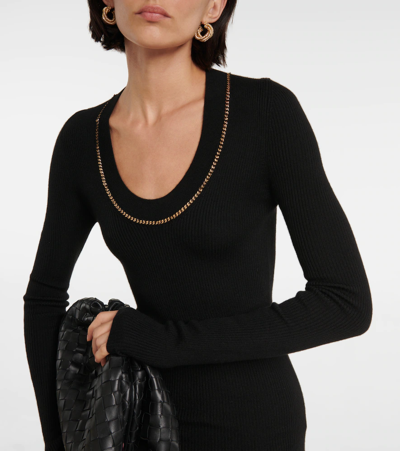 Shop Bottega Veneta Embellished Cashmere Sweater Dress In Black