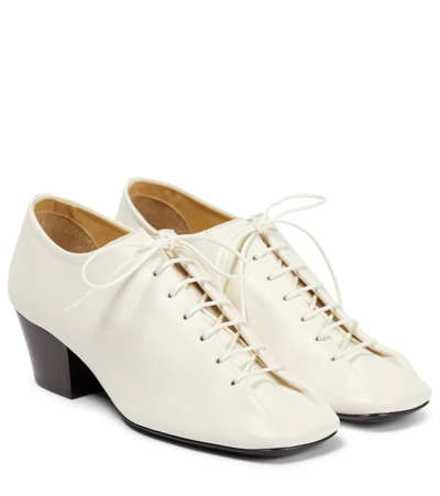Shop Lemaire Leather Derby Shoes In White