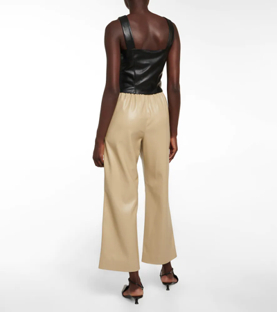 Shop Nanushka Petra Draped Faux Leather Top In Black