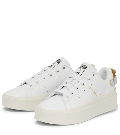 Shop Adidas Originals Stan Smith Bonega Leather Sneakers In Ftwr White/ftwr White/gold