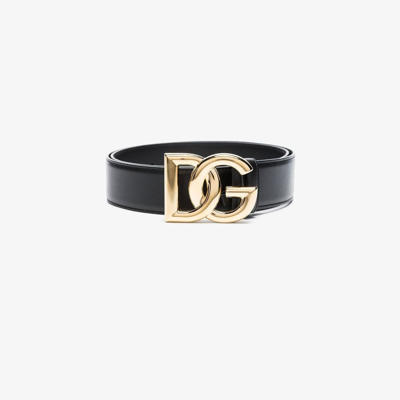Shop Dolce & Gabbana Black Dg Leather Belt