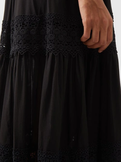 Charo Ruiz Cindy Crocheted Lace-paneled Cotton-blend Maxi Dress In Black |  ModeSens