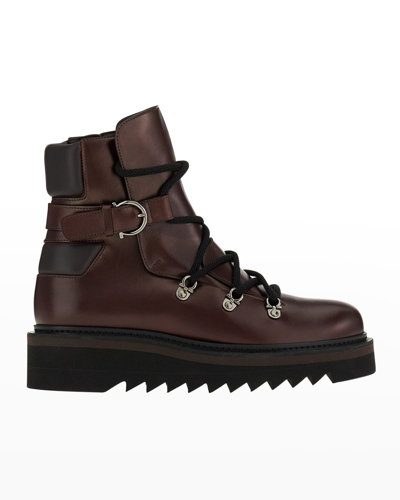 Shop Ferragamo Elimo Runway Leather Hiker Boots In Ganache Brown