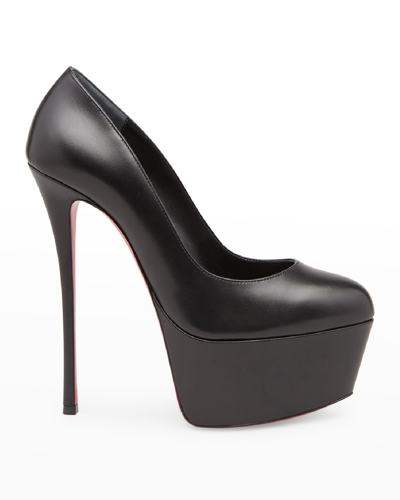 Shop Christian Louboutin Dolly Leather Red Sole Platform Pumps In Black