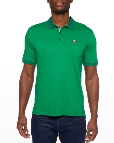 Shop Robert Graham Men's Archie Polo Shirt Contrast Detail In Kelly Green