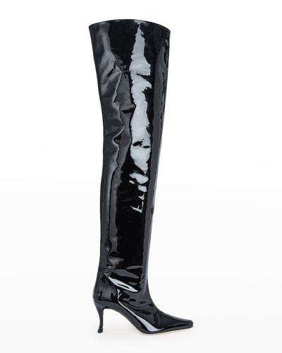 Shop By Far Stevie Patent Over-the-knee Boots In Black