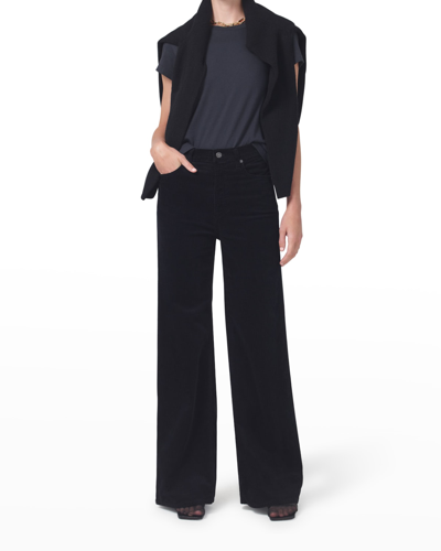 Shop Citizens Of Humanity Paloma Baggy Wide-leg Corduroy Pants In Black