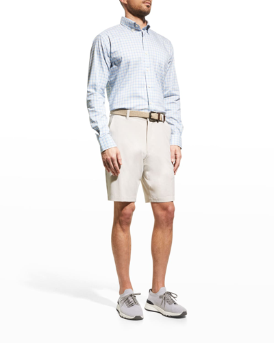 Shop Peter Millar Men's Smith Crown Cotton-stretch Check Sport Shirt In Island Blu