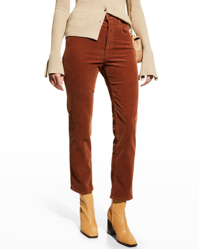 Shop Mother The Tomcat Ankle Straight-leg Corduroy Jeans In Cfp Cafe Spice